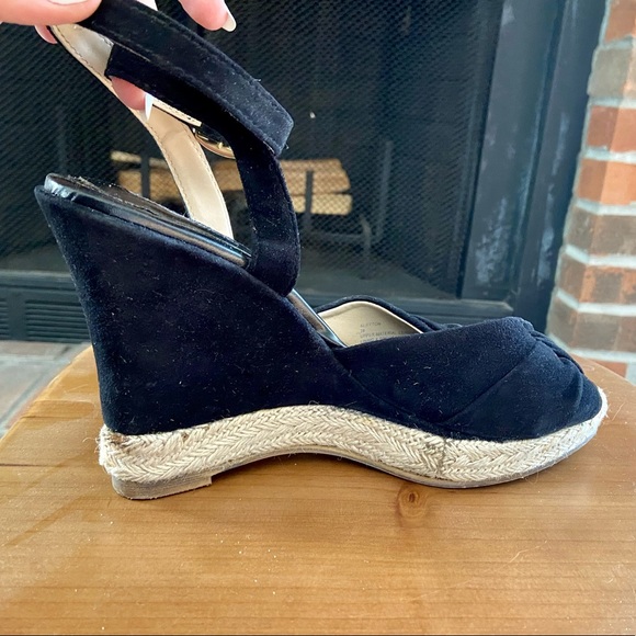 Dune London Black Ankle Strap Genuine Suede Wedge Heels Sandals Size 39 - Picture 5 of 6